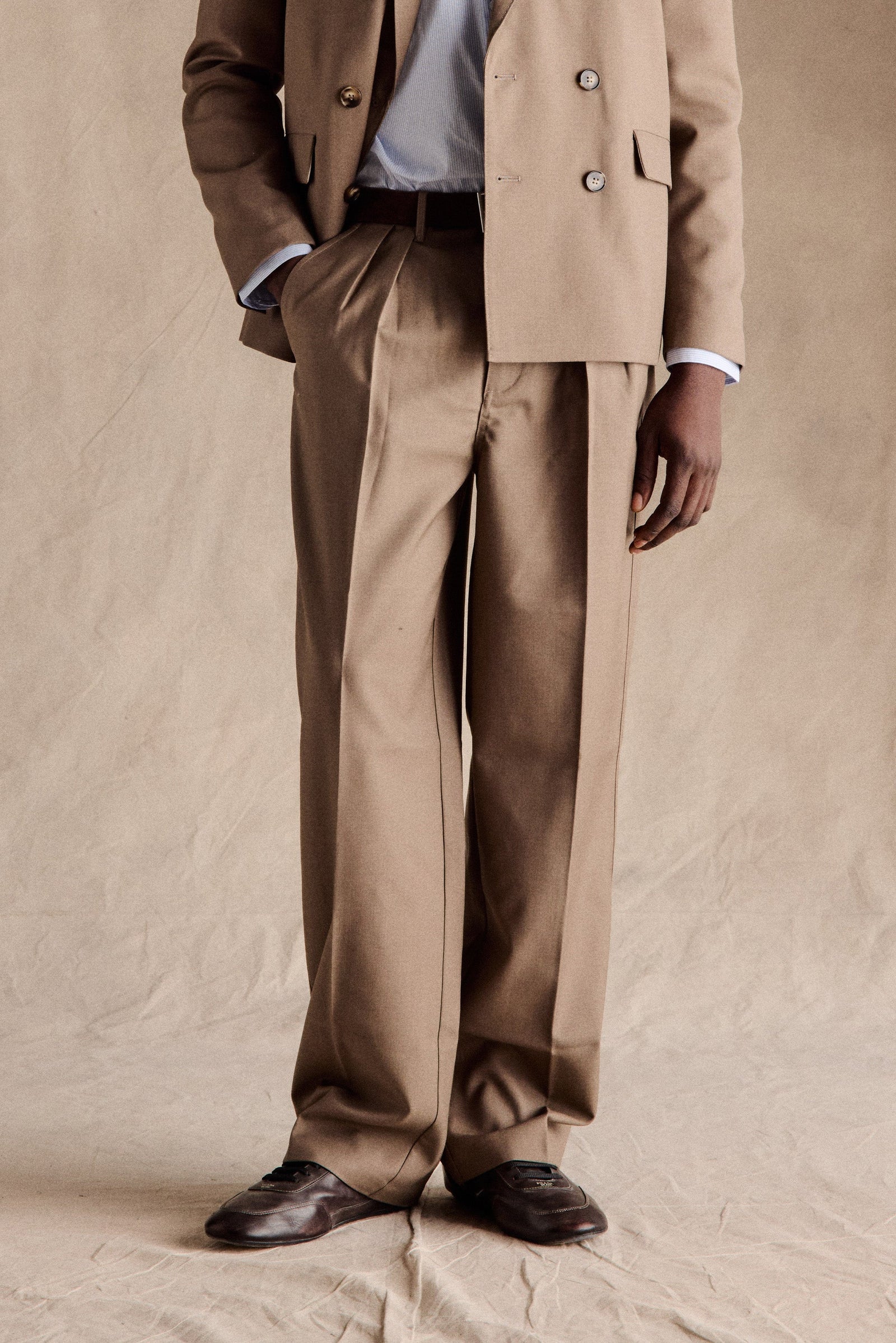 Manhattan Pleated Trousers Light Brown