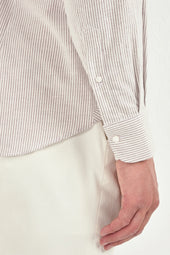 Striped Brushed Cotton Button Down Shirt Made In Italy