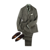 Pocket Square in Printed Sage Green Linen