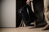 Poet Leather Tote Bag . Coal