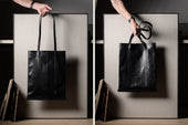Poet Leather Tote Bag . Coal