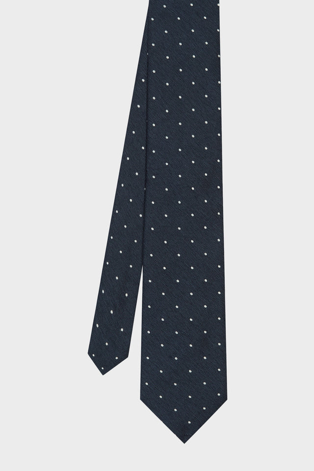 White Dot Tie on Navy