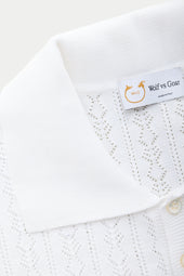 Short Sleeve Cotton Knitted Brera Polo White