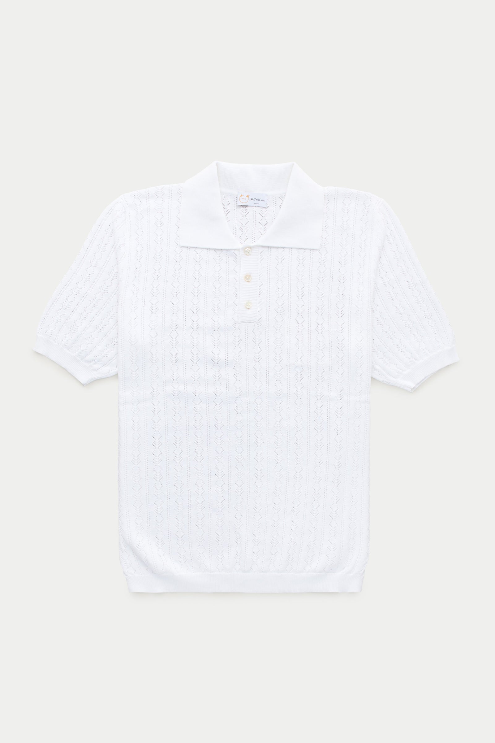 Short Sleeve Cotton Knitted Brera Polo White