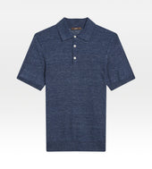 Polo En Lin Soie Bleu Marine