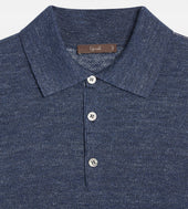Polo En Lin Soie Bleu Marine