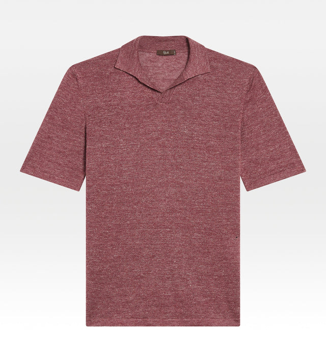 Polo en soie & lin framboise
