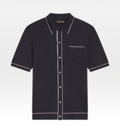 Polo R Tro En Coton Bleu Marine