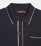 Polo R Tro En Coton Bleu Marine
