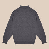 Cashmere polo shirt in grey mélange