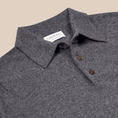 Cashmere polo shirt in grey mélange