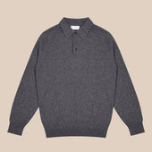 Cashmere polo shirt in grey mélange