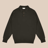 Cashmere polo shirt in dark olive
