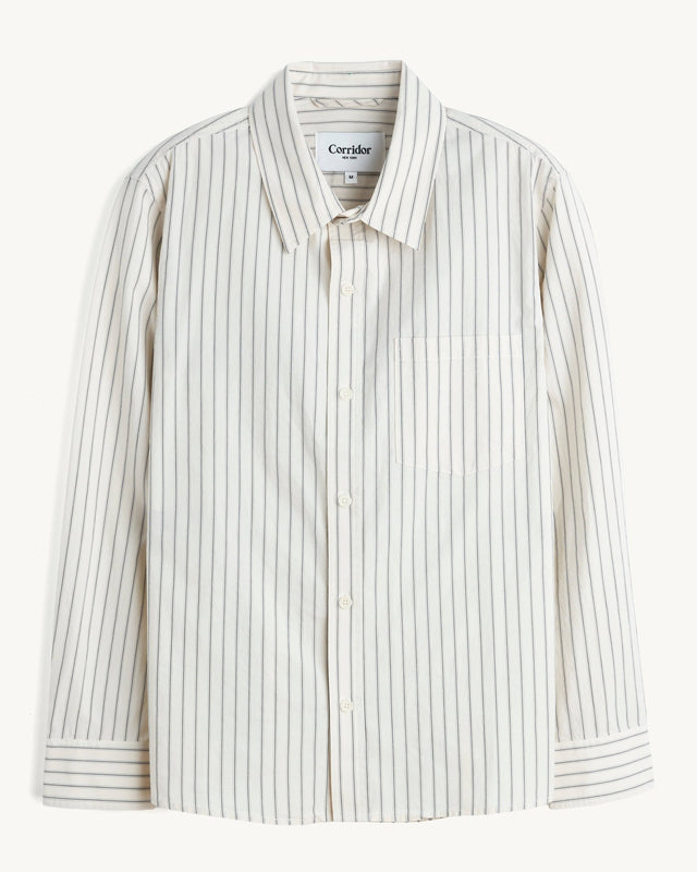 Poplin Stripe LS - Natural