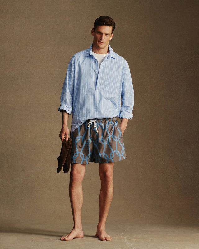 Fine Twill Popover - Blue Stripe