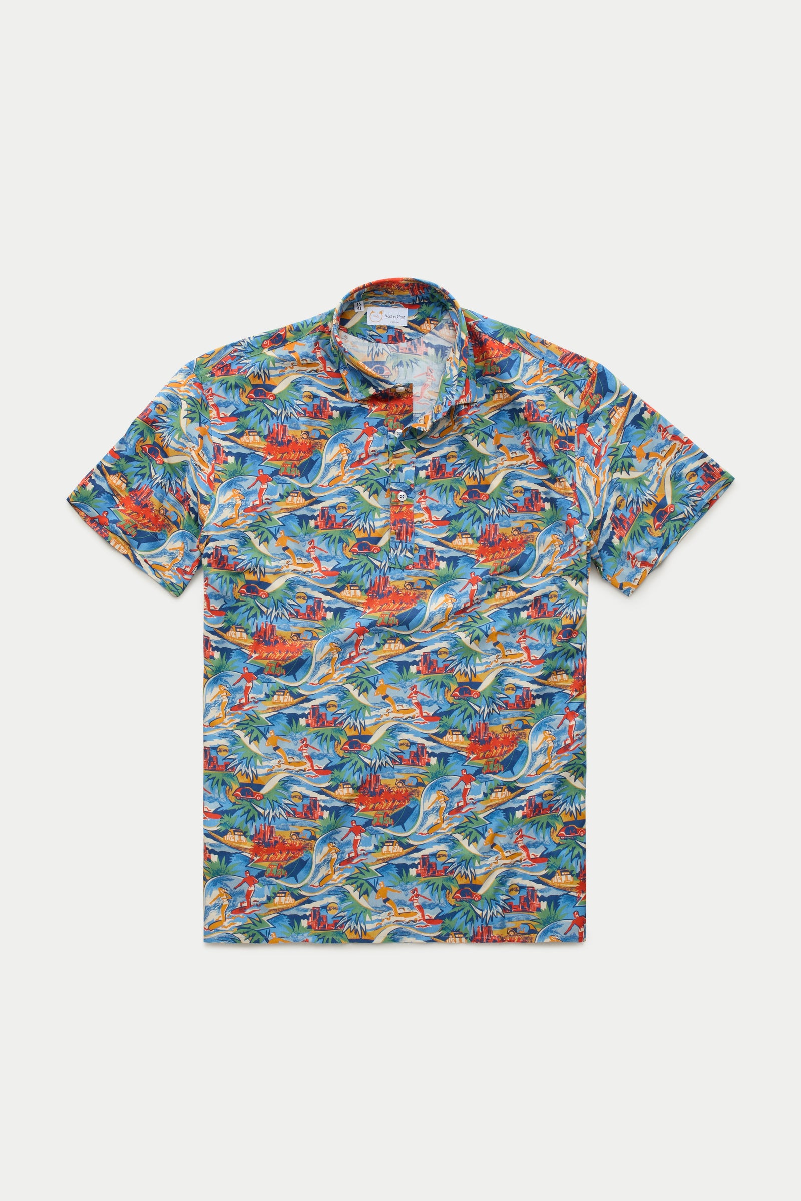 Viscose Pop Over Shirt Hawaiian Print