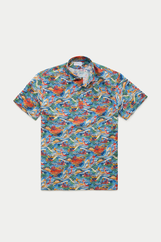 Viscose Pop Over Shirt Hawaiian Print