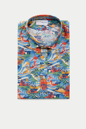 Viscose Pop Over Shirt Hawaiian Print