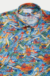 Viscose Pop Over Shirt Hawaiian Print