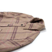 Carter Popover Shirt In Beige And Mauve Plaid Heavyweight Cotton And Poly Flannel