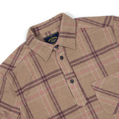 Carter Popover Shirt In Beige And Mauve Plaid Heavyweight Cotton And Poly Flannel