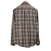 Manta Shirt In Beige And Light Brown Plaid Flannel