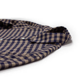 Roca Shirt In Dark Blue And Tan Buffalo Check Cotton Flannel