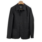 Labura unlined chore jacket in black cotton seersucker