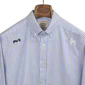 Button Down Shirt In Stripe Cotton Oxford With Embroidered Dogs