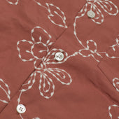 Compota Camp Shirt In Red Cotton With White Floral Embroidery