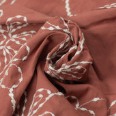 Compota Camp Shirt In Red Cotton With White Floral Embroidery