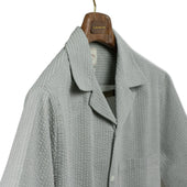 Atlantico Camp Shirt In Smoky Green Cotton Seersucker