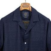 Grain Camp Collar Shirt In Checked Cotton Gauze