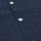 Grain Camp Collar Shirt In Checked Cotton Gauze