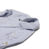 Button Down Shirt In Stripe Cotton Oxford With Embroidered Dogs
