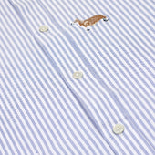 Button Down Shirt In Stripe Cotton Oxford With Embroidered Dogs