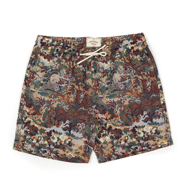 Tapestry easy shorts in forest weave cotton