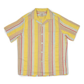 Boat Camp Shirt In Butter Yellow Peach And Coral Striped Cotton