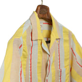 Boat Camp Shirt In Butter Yellow Peach And Coral Striped Cotton