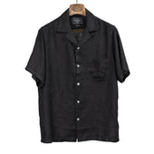 Camp shirt in black linen