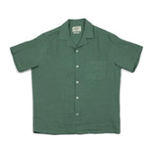 Camp Shirt In Dry Green Linen