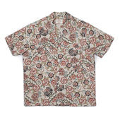 Flowers Painting Camp Shirt In Linen And Cotton