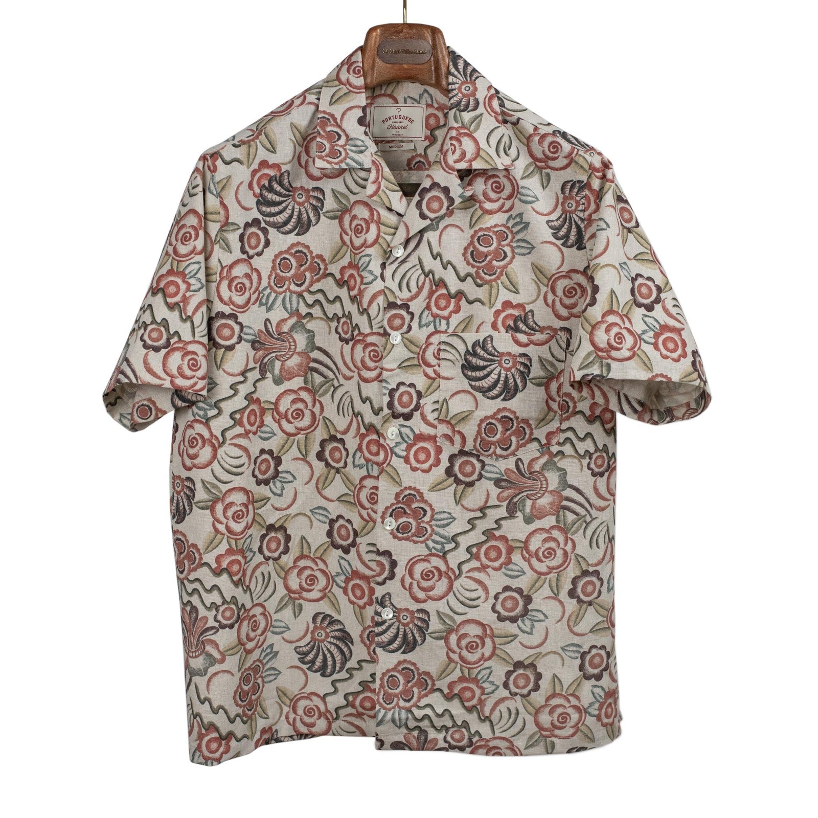 Flowers Painting Camp Shirt In Linen And Cotton