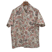 Flowers Painting camp shirt in linen and cotton