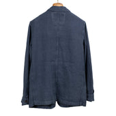 Labura Unlined Chore Jacket In Blue Washed Linen
