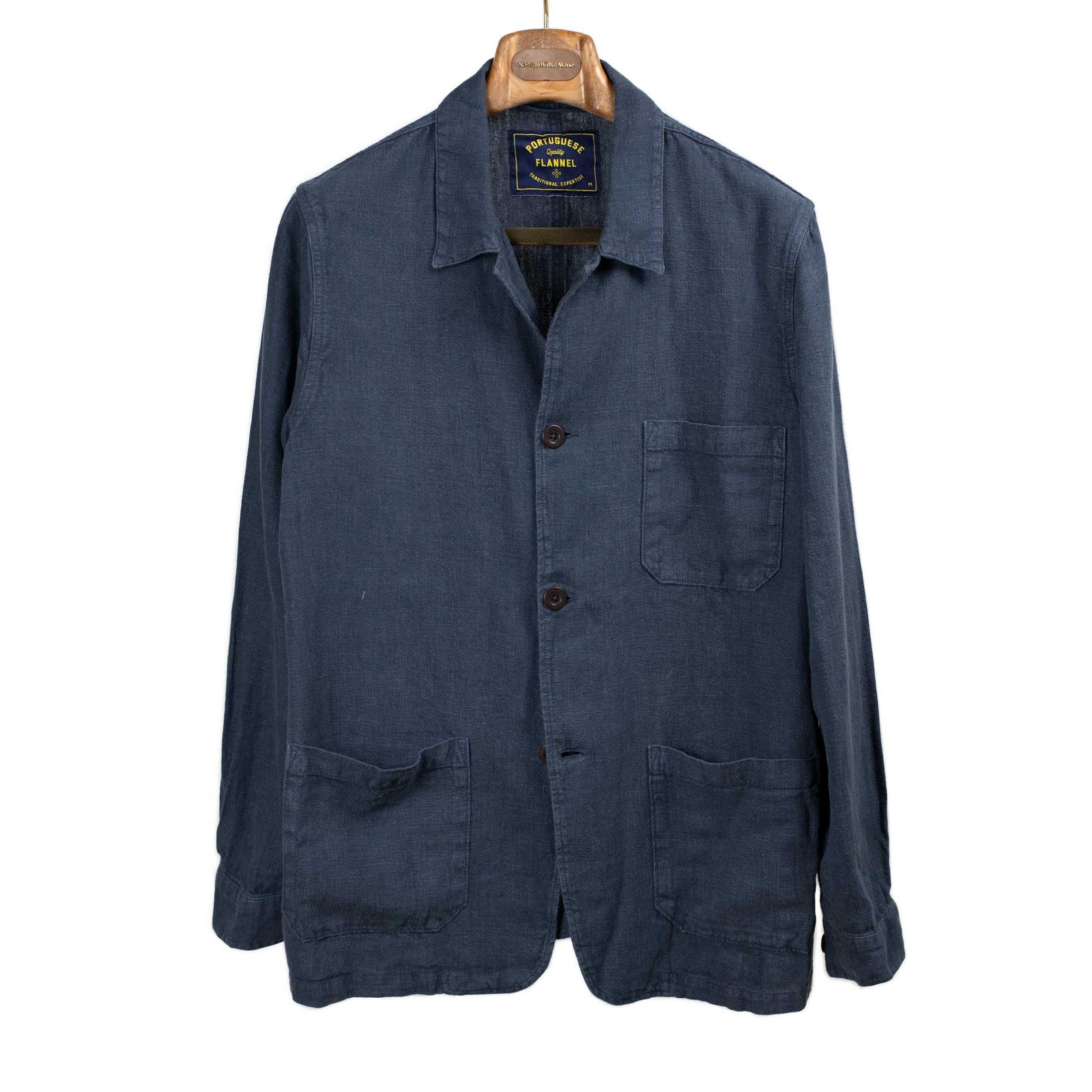 Labura Unlined Chore Jacket In Blue Washed Linen