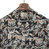 Viva Linen And Cotton Camp Shirt With Printed Tropical Design