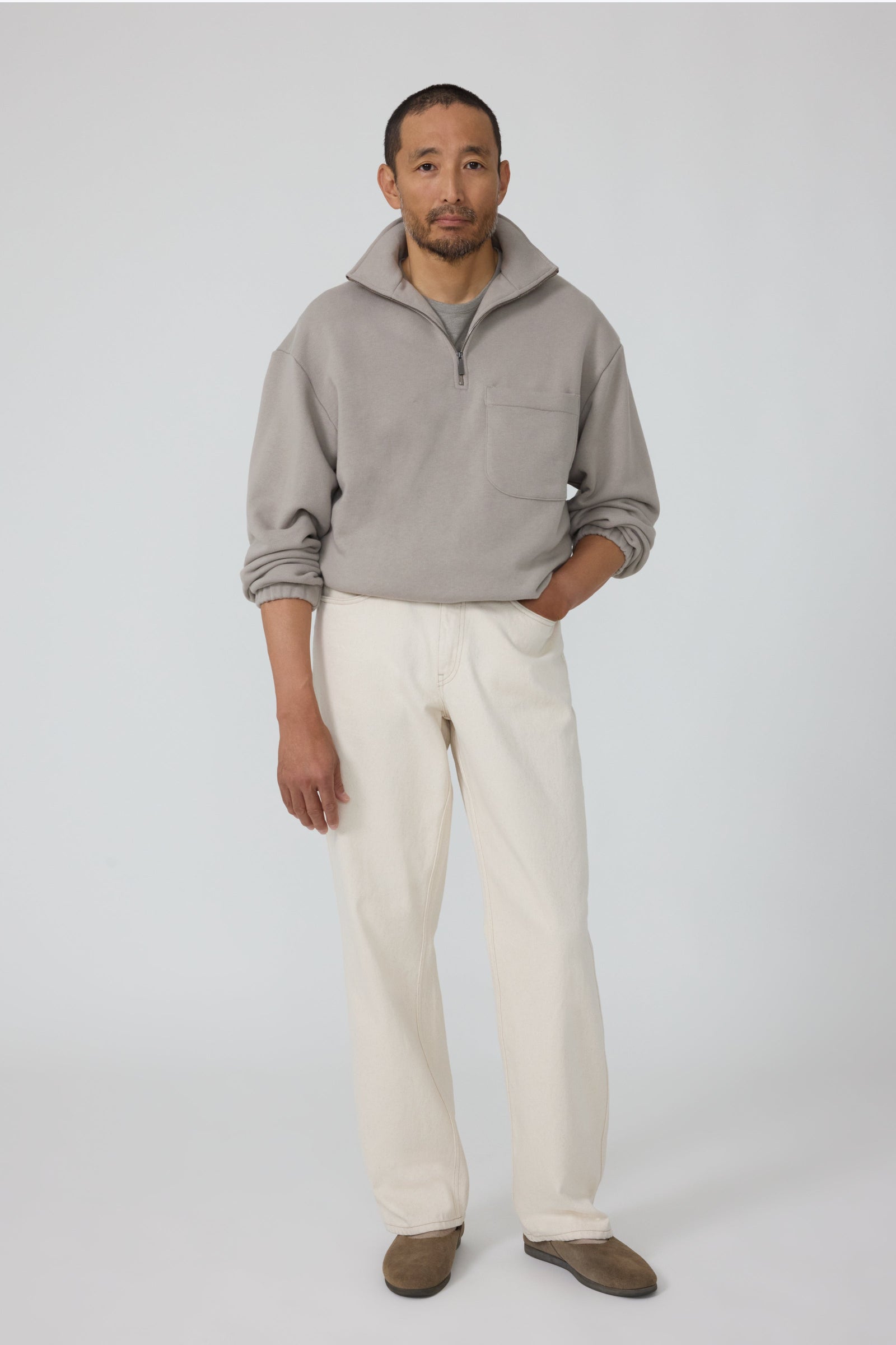 Half Zip Sweatshirt Cotton Terry