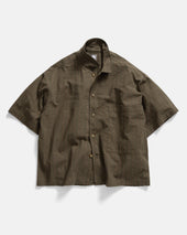 S S Single Pocket Sam Shirt Army Sand Chocolate Twisted Stripe Summer Cotton Linen Oxford