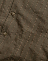 S S Single Pocket Sam Shirt Army Sand Chocolate Twisted Stripe Summer Cotton Linen Oxford